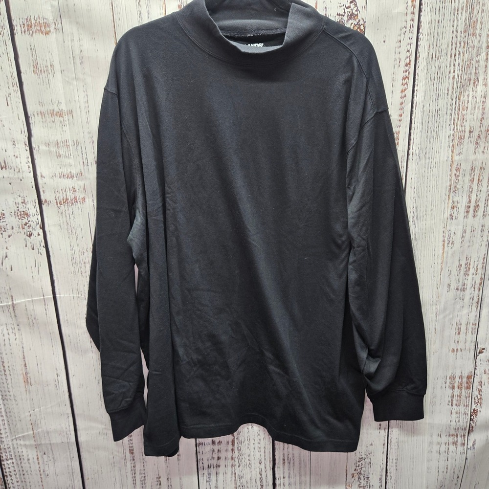 Lands' End Super-T Mock Neck Long Sleeve Shirt - Men's 2XL Black